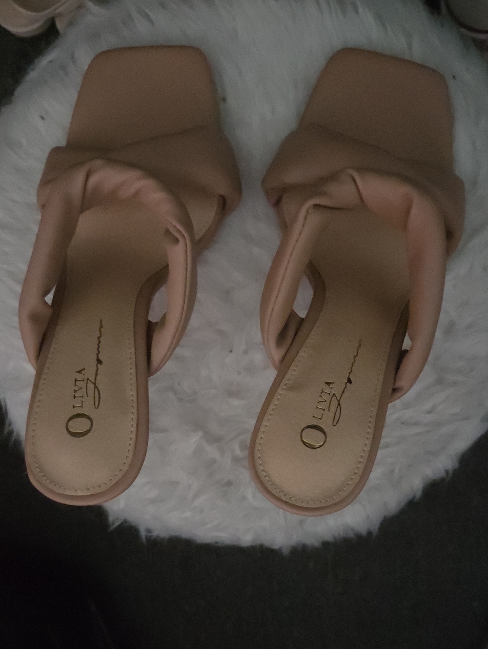 Nwt LOLA HEELS Women's Nude Slide Sandals